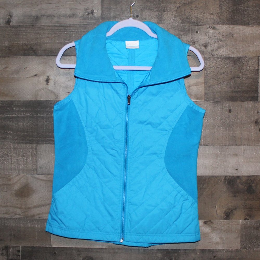Columbia Vest Quilted And Fleece Blue - Picture 1 of 4